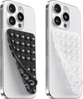 2PCS Silicone Suction Cup Phone Case Mount Double Sided, Hands-Free Phone Accessories Holder for Selfies and Videos, Silicon Sticky Phone Grip for iPhone and Android, Transparent&Black