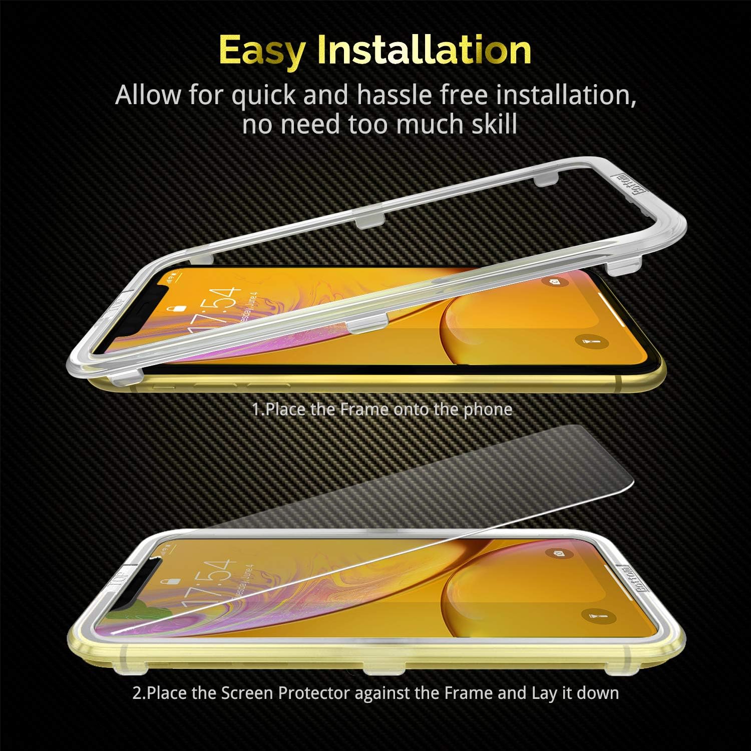 UNBREAKcable Shatterproof Screen Protector for iPhone 11/ iPhone XR [3-Pack] [Easy Installation Frame] 9H Hardness][99.99% HD Clear] [Bubble Free] for Apple 6.1''