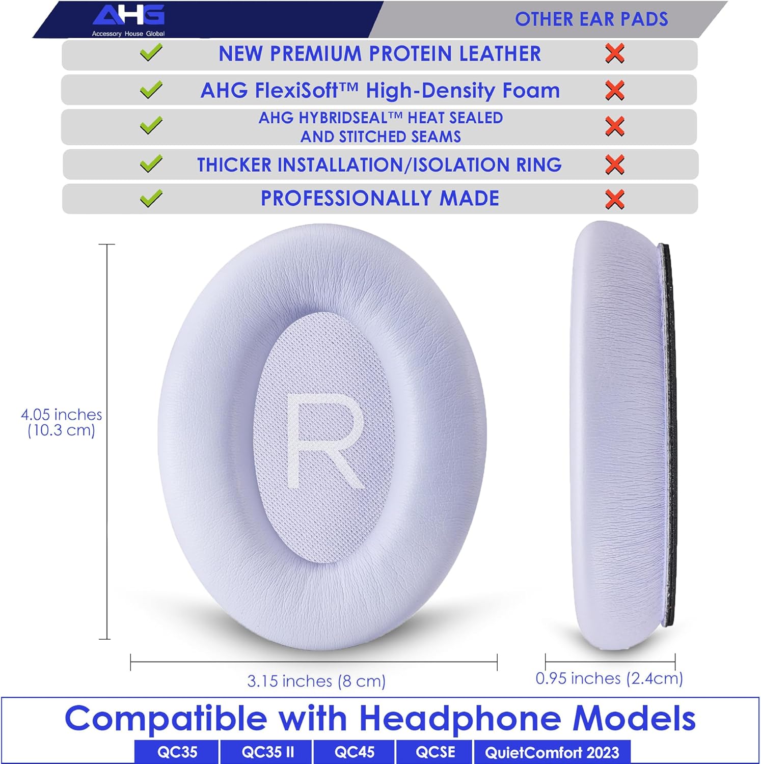 Replacement QC Ear Pad and Headband Pad Kit Cushion. Compatible with Bose QuietComfort (2023) QC45 QCSE QC35 II Wireless Noise Cancelling Headphones (Lilac) Easy DIY Fit