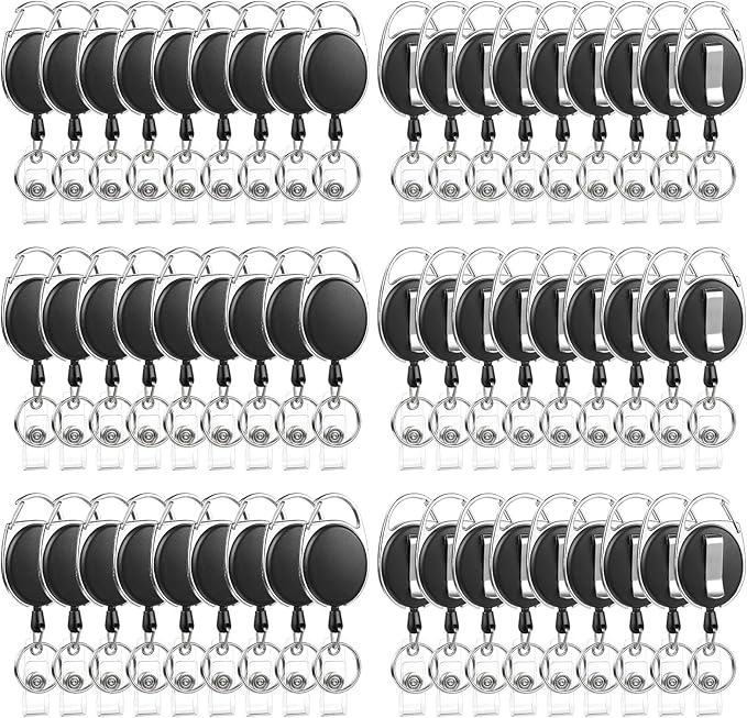 80 Pack Badge Reels Retractable ID Badge Holder by BESARME