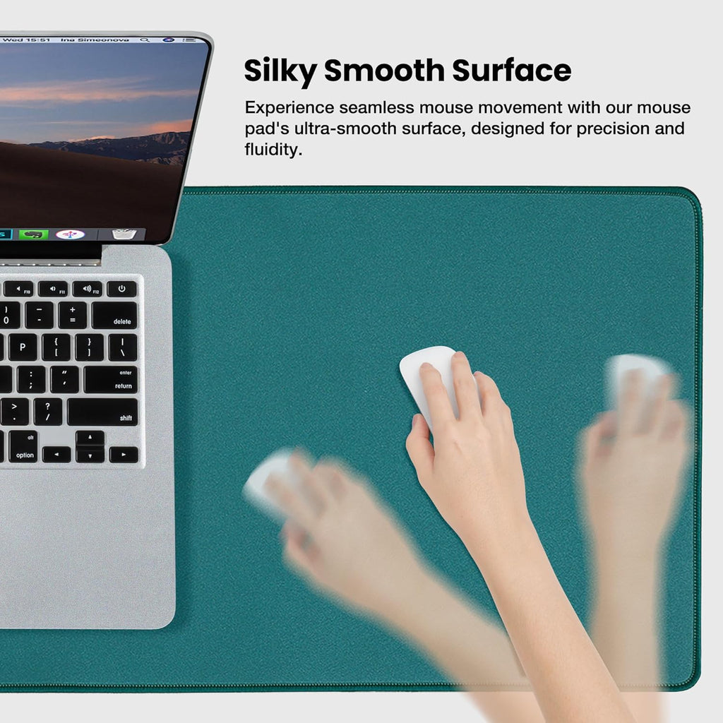 ALOANES Waterproof Mouse Pad, XL Gaming Keyboard Pad with Anti-Slip Base, Grain Jacquard Surface, Extend Desk pad for Gamer, Office & Home, Green Mousepad 31.5''x 11.8''x 0.12''