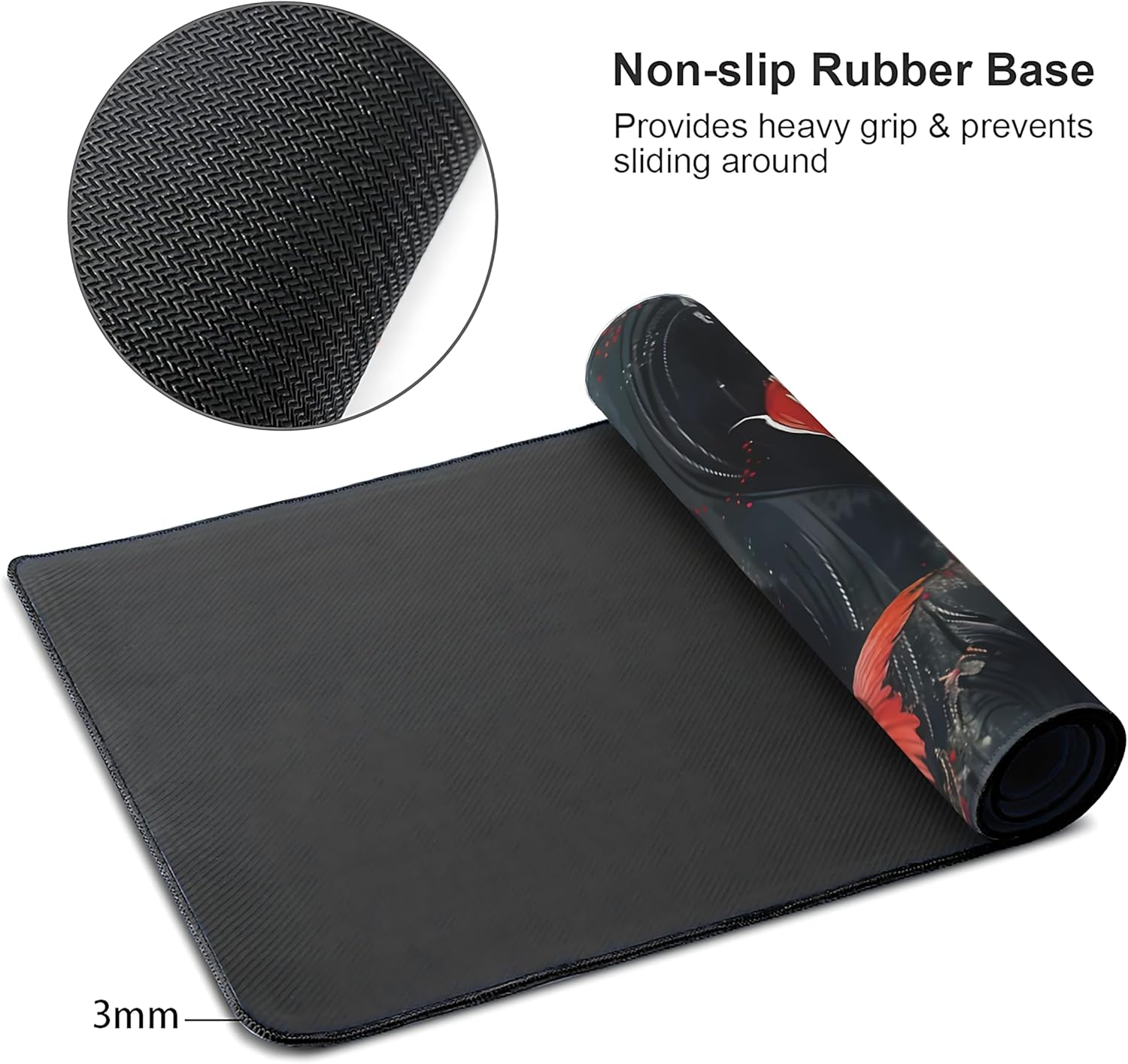 Koi Fish Large Mouse Pad,Gaming Keyboard Desk Pad,Extended Mouse Mat Non-Slip Rubber Base with Stitched Edges for Office Game Home XL 31.5"x11.8"