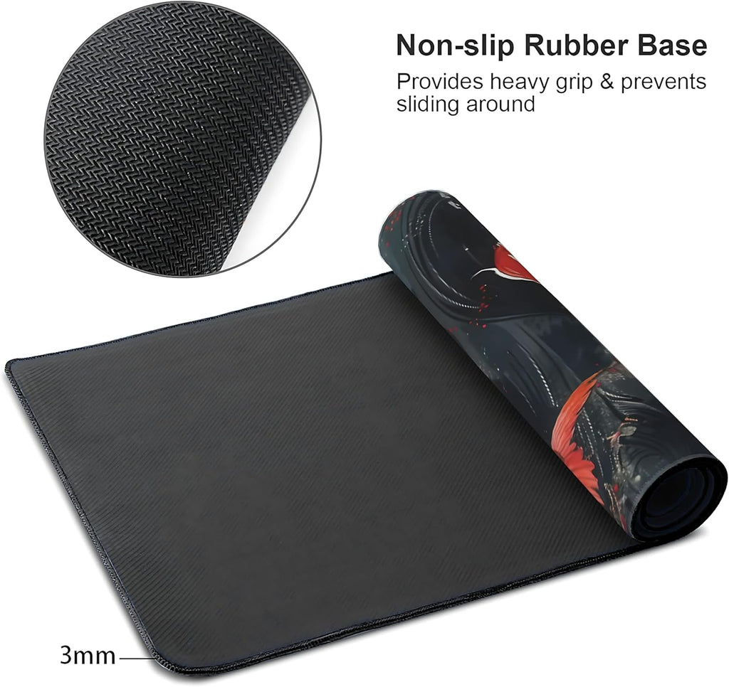 Koi Fish Large Mouse Pad,Gaming Keyboard Desk Pad,Extended Mouse Mat Non-Slip Rubber Base with Stitched Edges for Office Game Home XXL 35.4"x15.7"