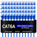 Rapink Patch Cables Cat6a 2ft (50 Pack) Slim, Cat6a Ethernet Patch Cable 10G Support, Snagless Cat 6 Patch Cable for Patch Panel to Switch, Flexiable Cat 6a Ethernet Cable with Gold Plated
