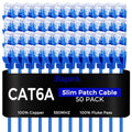 Rapink Patch Cables Cat6a 3ft (50 Pack) Slim, Cat6a Ethernet Patch Cable 10G Support, Snagless Cat 6 Patch Cable for Patch Panel to Switch, Flexiable Cat 6a Ethernet Cable with Gold Plated
