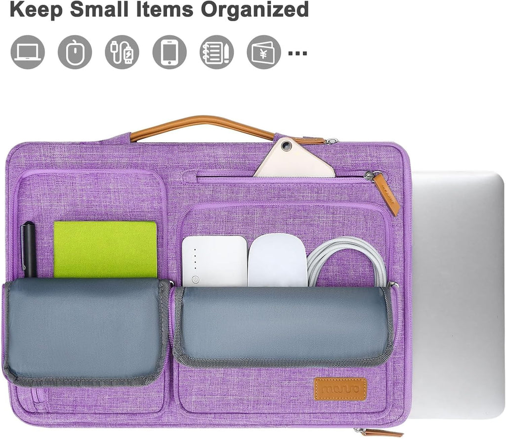 MOSISO 360 Protective Laptop Case 15 inch, 15 inch Laptop Sleeve Compatible with MacBook Air M4 M3 M2 2025 2024 2023, Dell XPS Plus, Side Open Carrying Case with 4 Zipper Pockets&Handle, Lilac