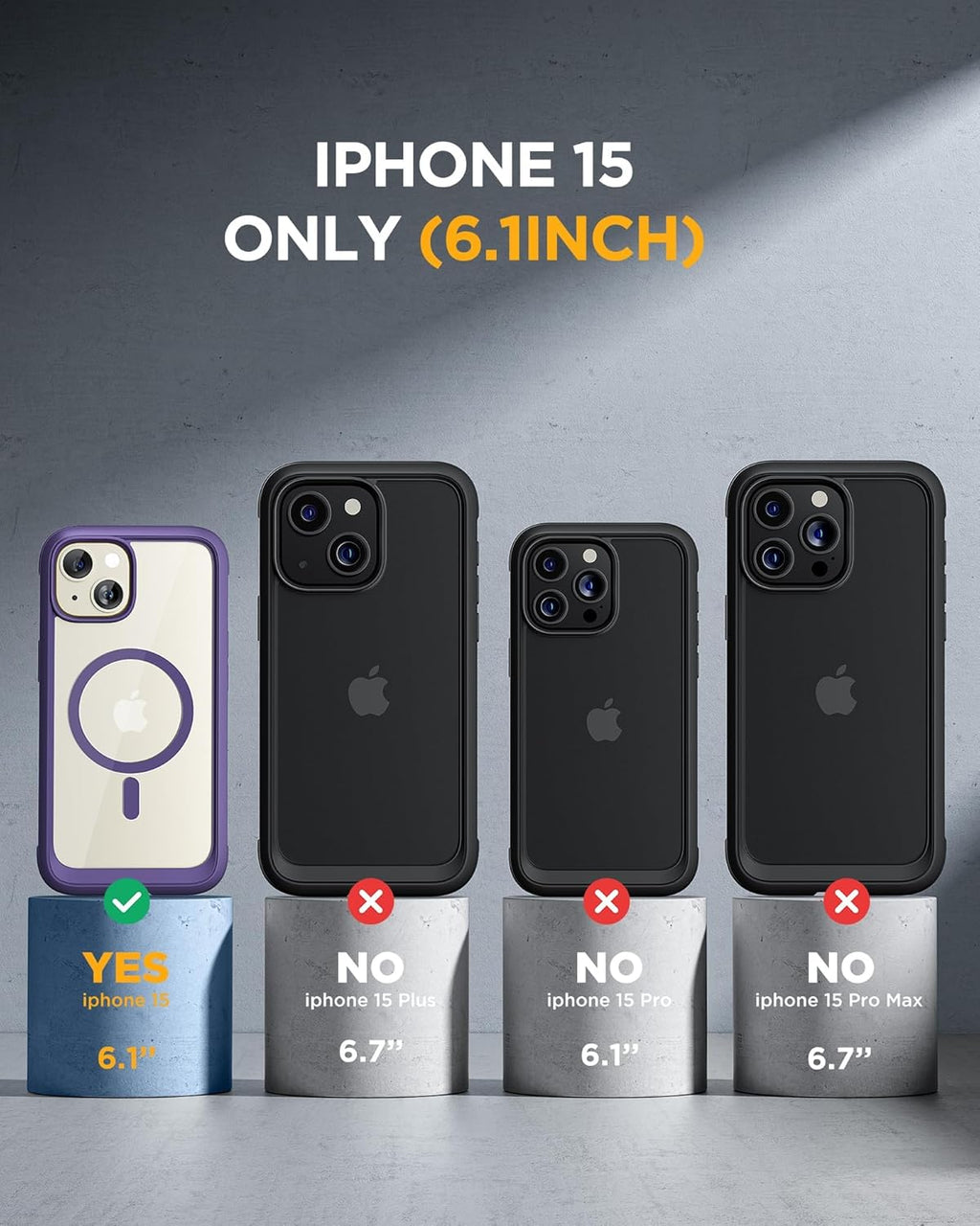 Miracase Glass Series for iPhone 15 Case [Compatible with MagSafe] Full-Body Magnetic Case with Built-in 9H Tempered Glass Anti-Fingerprint Screen Protector + Camera Lens Protector, Purple