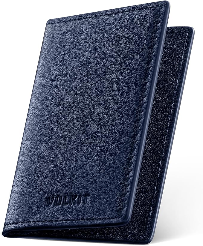 VULKIT Leather Business Card Holder 2 Sided Slim Business Name Card Organizer by VULKIT