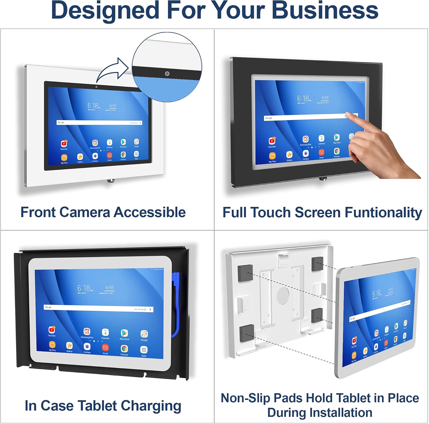 TABcare Locking Anti-Theft Metal Case for Samsung Galaxy TAB 3 4 10.1" Tablet for Kiosk, POS, Store, Show Display, Time Clock (TAB 3/4 10.1, White)