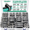 125PCS Cable Clamp,12 Sizes Stainless Steel Rubber Coated Cushioned Insulated Cable Clamps Assortment Kit-Metal Wire Clamps,Cable Clips,Pipe Clamps