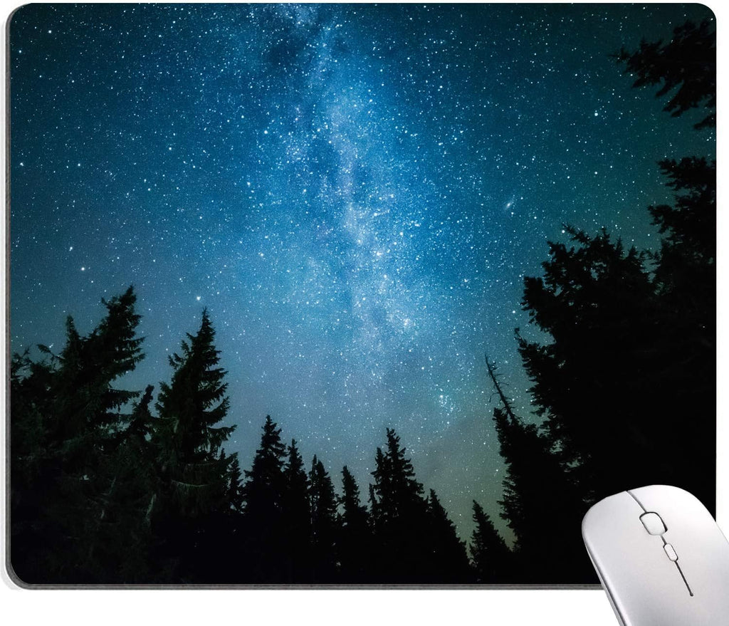Milky Way Rises Over The Pine Trees Mouse Pad, Nature Mouse Pad, Custom Gaming Mouse Pads Non-Slip Rubber MousePads for Computers Laptop Office