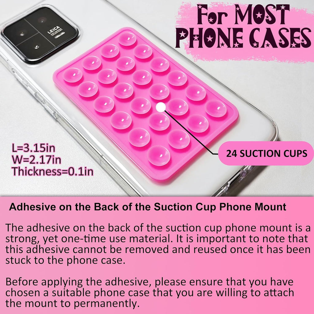 2 Pack Silicone Suction Phone Case Mount, Silicon Adhesive Phone Grip for Smartphones, Hands-Free Mirror Shower Phone Holder for Selfies, Tiktok Videos (Purple)