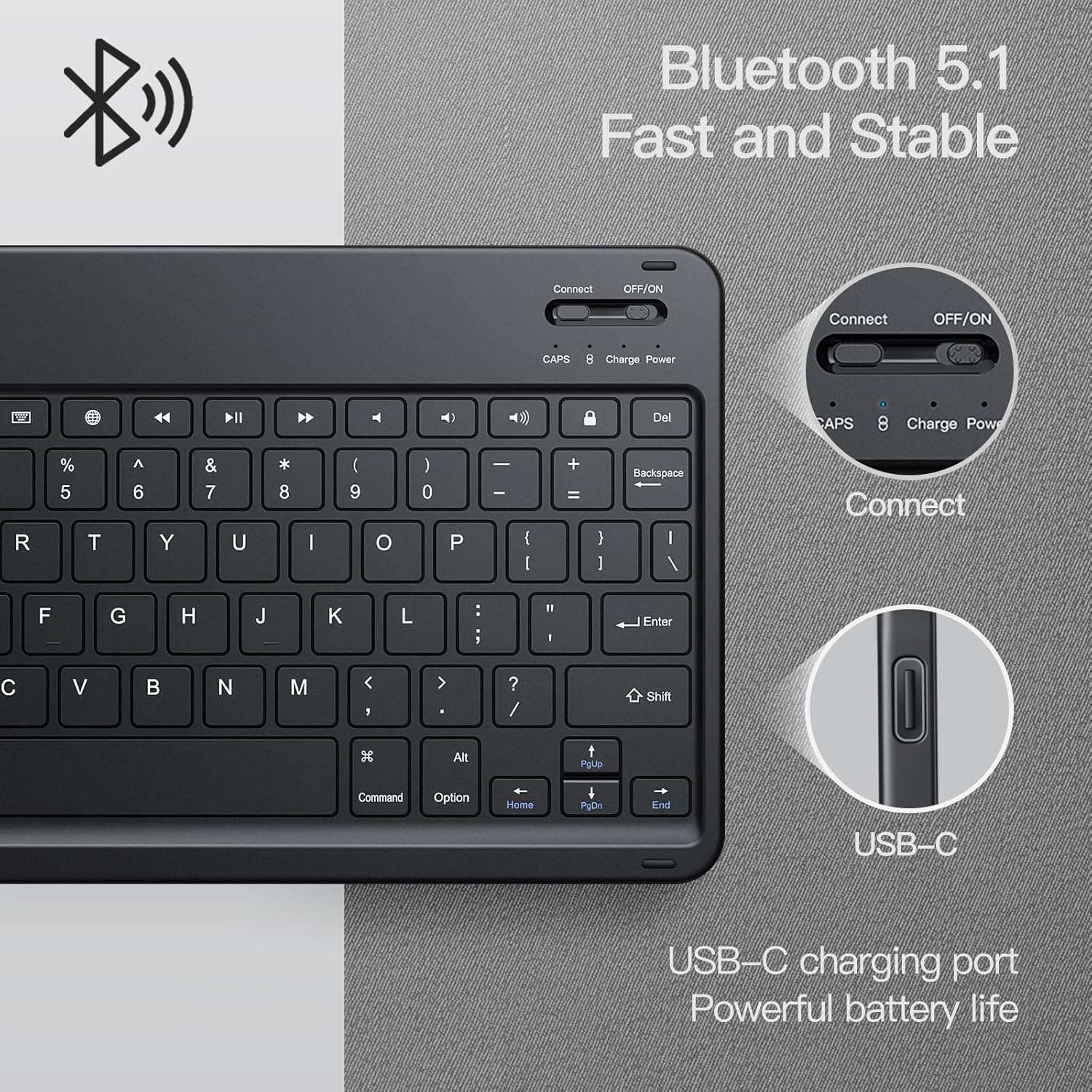 JETech Keyboard Case for iPad Air 11-Inch M3/M2 (2025/2024), iPad Air 5th/4th (10.9-Inch 2022/2020) with Pencil Holder, Magnetic Detachable Bluetooth Keyboard, TPU Back Stand Cover (Space Gray)