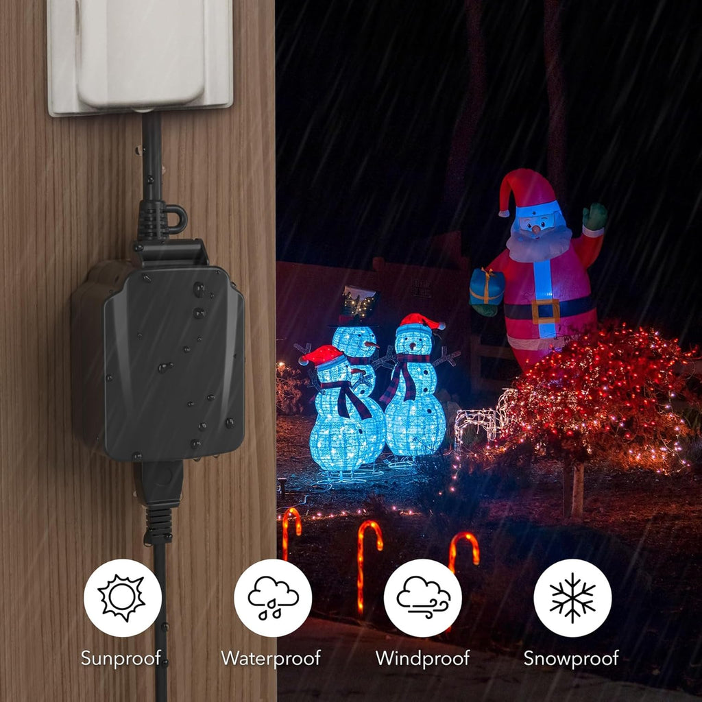 BN-LINK 24-Hour Mechanical Outdoor Light Timer, Waterproof, Heavy Duty, 15A 1/2HP, 1 Grounded Timer Outlet for Home and Garden,ETL Listed,2 Pack