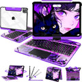 Intermerge Clear Keyboard Case for iPad Air 13" (M3/M2, 2025/2024) & Pro 12.9" (2022-2018) - 360° Rotatable Trackpad, RGB Backlit Keyboard, Pencil Holder, Power Indicator, Type-C, Neon Pulse
