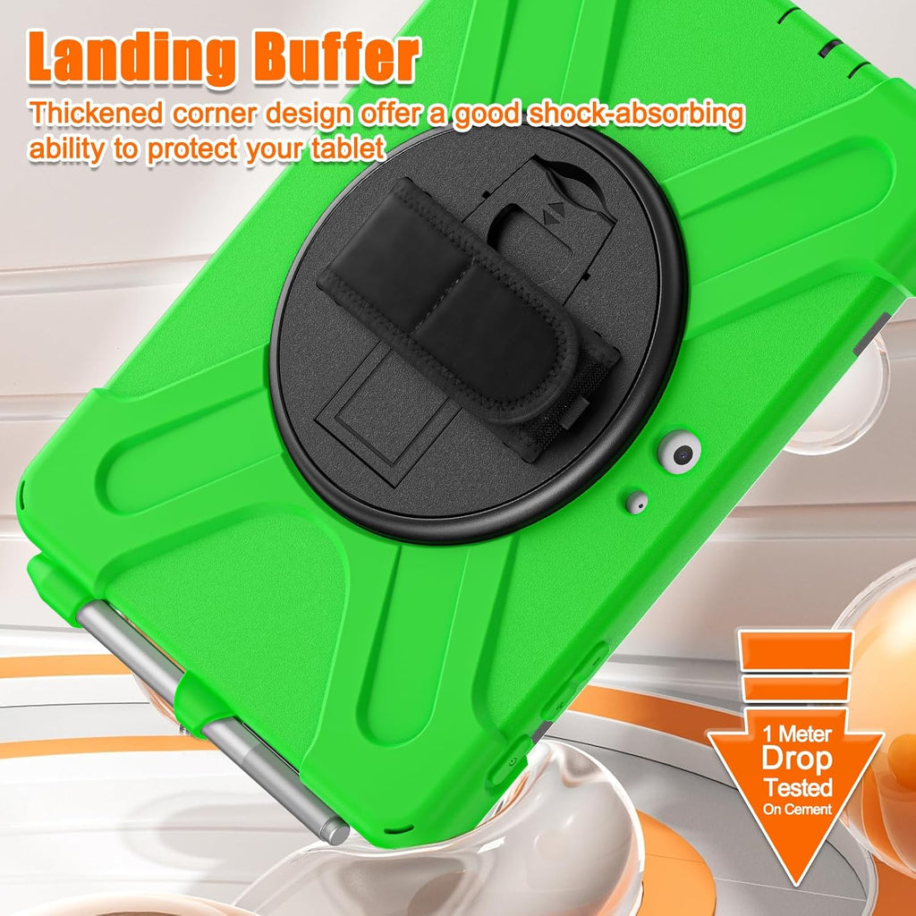 ZenRich Rugged Case for Surface Go 4 (2023)/Surface Go 3 (2021)/ Surface Go 2 (2020), Surface Go (2018) with Pen Holder Heavy Duty Shockproof Case with Stand Hand Strap and Shoulder Belt-Green