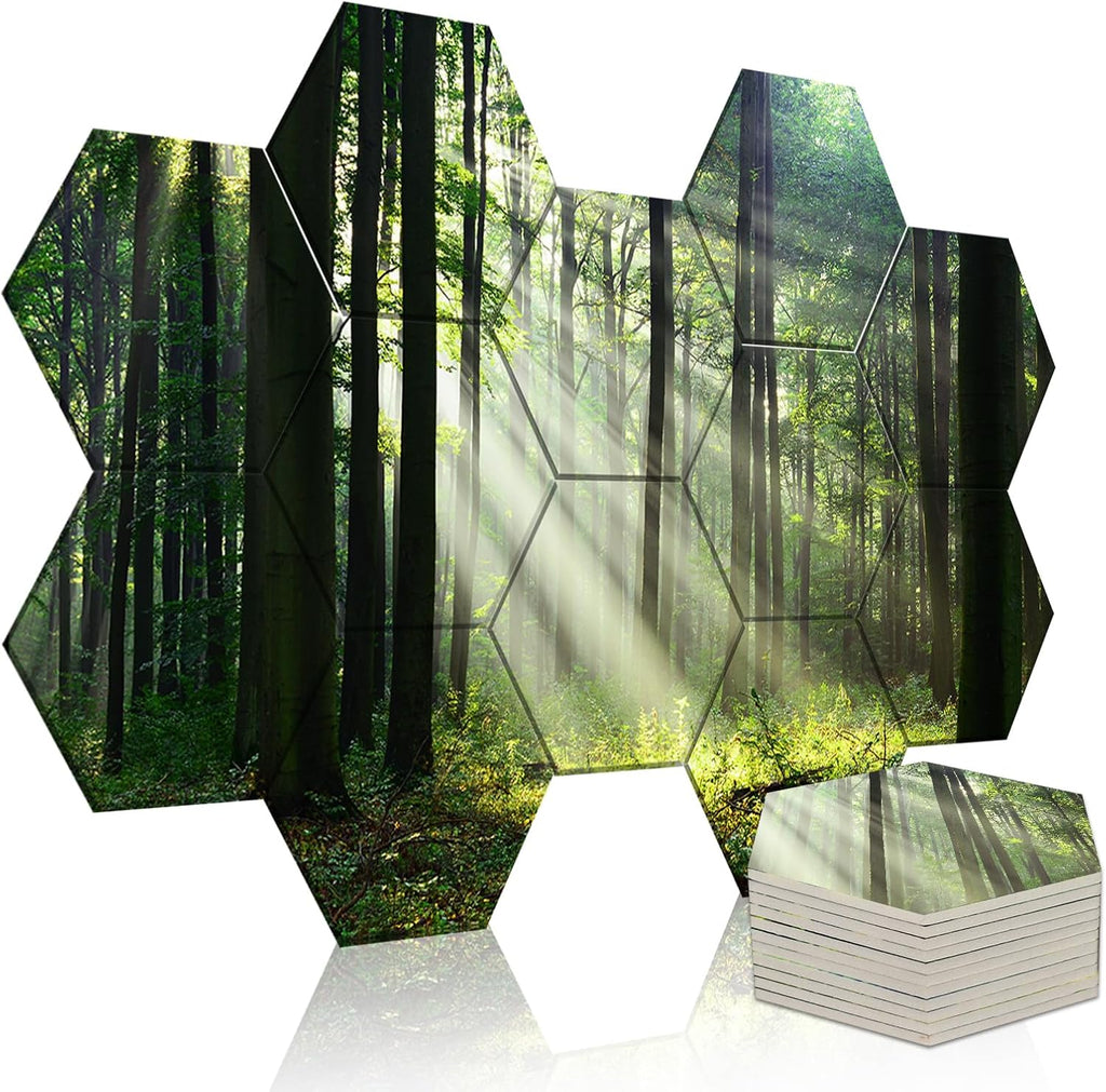 Mollywell Art Acoustic Panels, Soundproofing, Wall Decoration, Suitable for Decorative Soundproof Wall Panels, Room Aesthetics & Echo Reduction (Forest Summer), 12x10x0.4 Inch