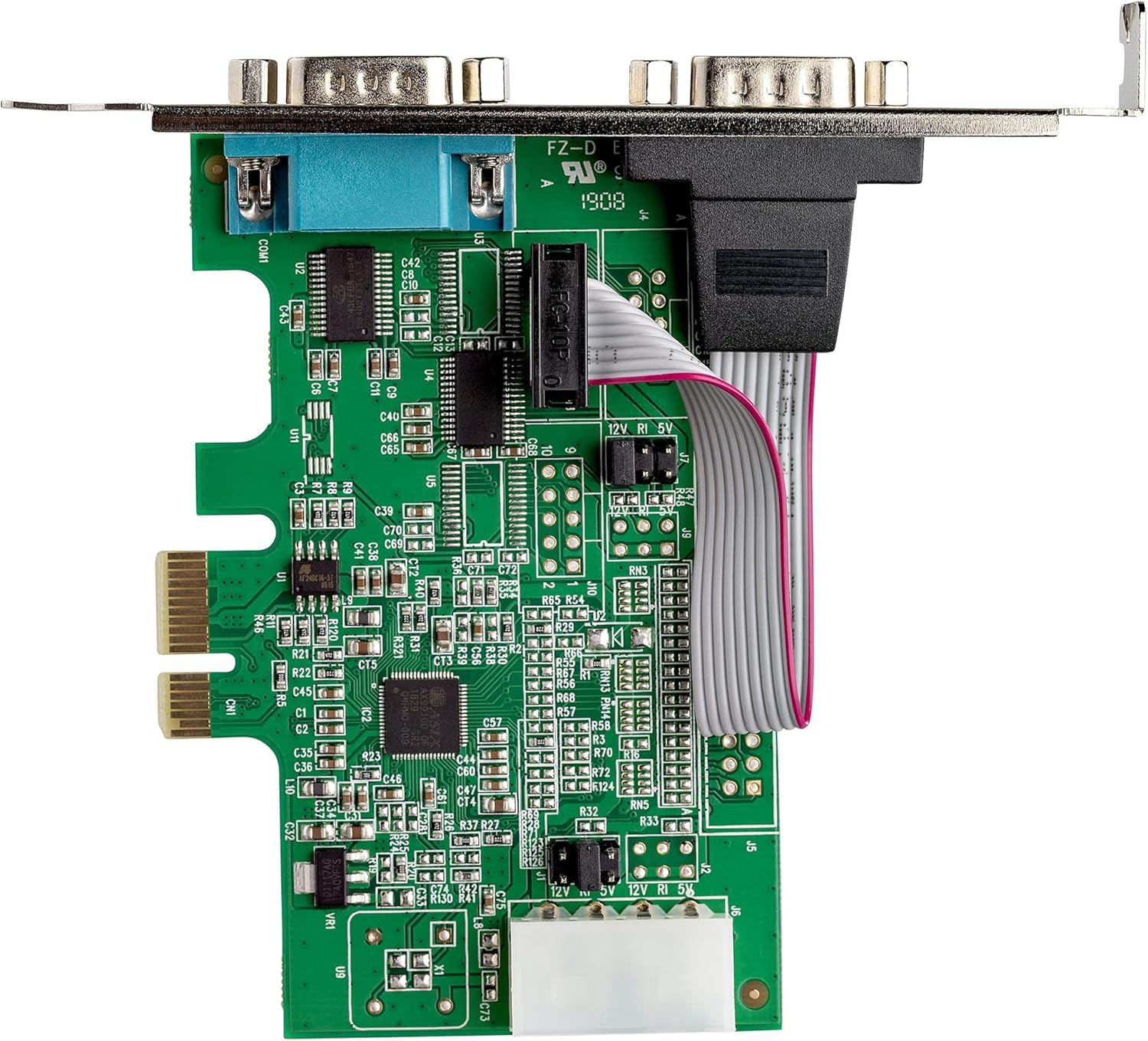 StarTech.com 2-port PCI Express RS232 Serial Adapter Card - PCIe RS232 Serial Host Controller Card - PCIe to Dual Serial DB9 Card - 16950 UART - Expansion Card - Windows & Linux, TAA (PEX2S953)