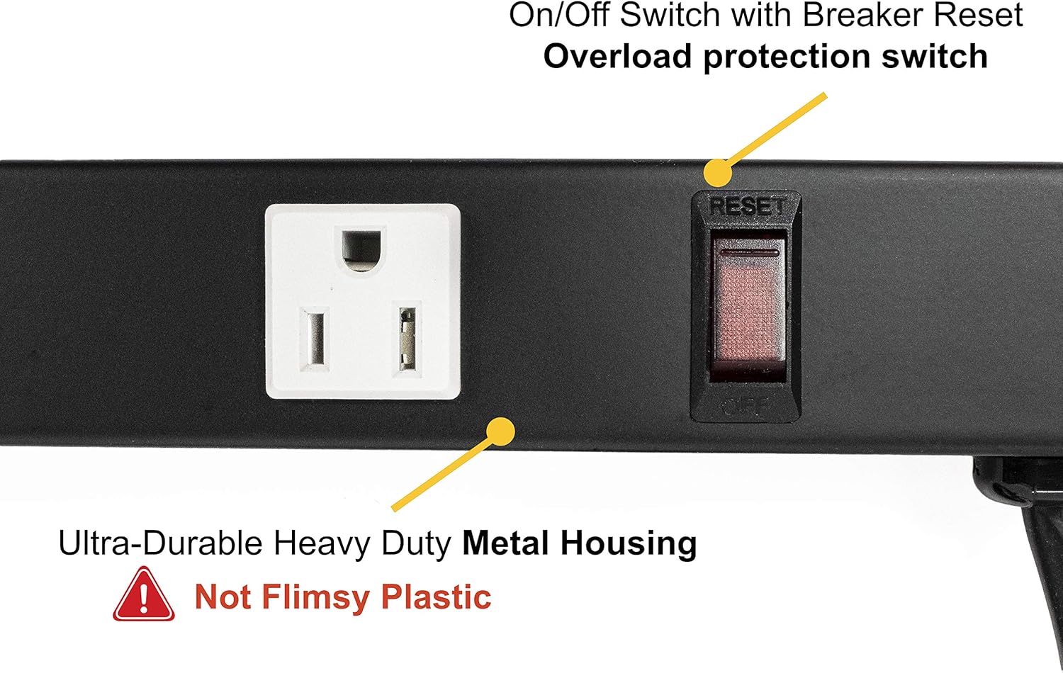 12 Outlets 4 Feet Body Heavy Duty Metal Surge Protector Power Strip (12 Outlet 6 Feet Power Cord Vertical Power Plug)