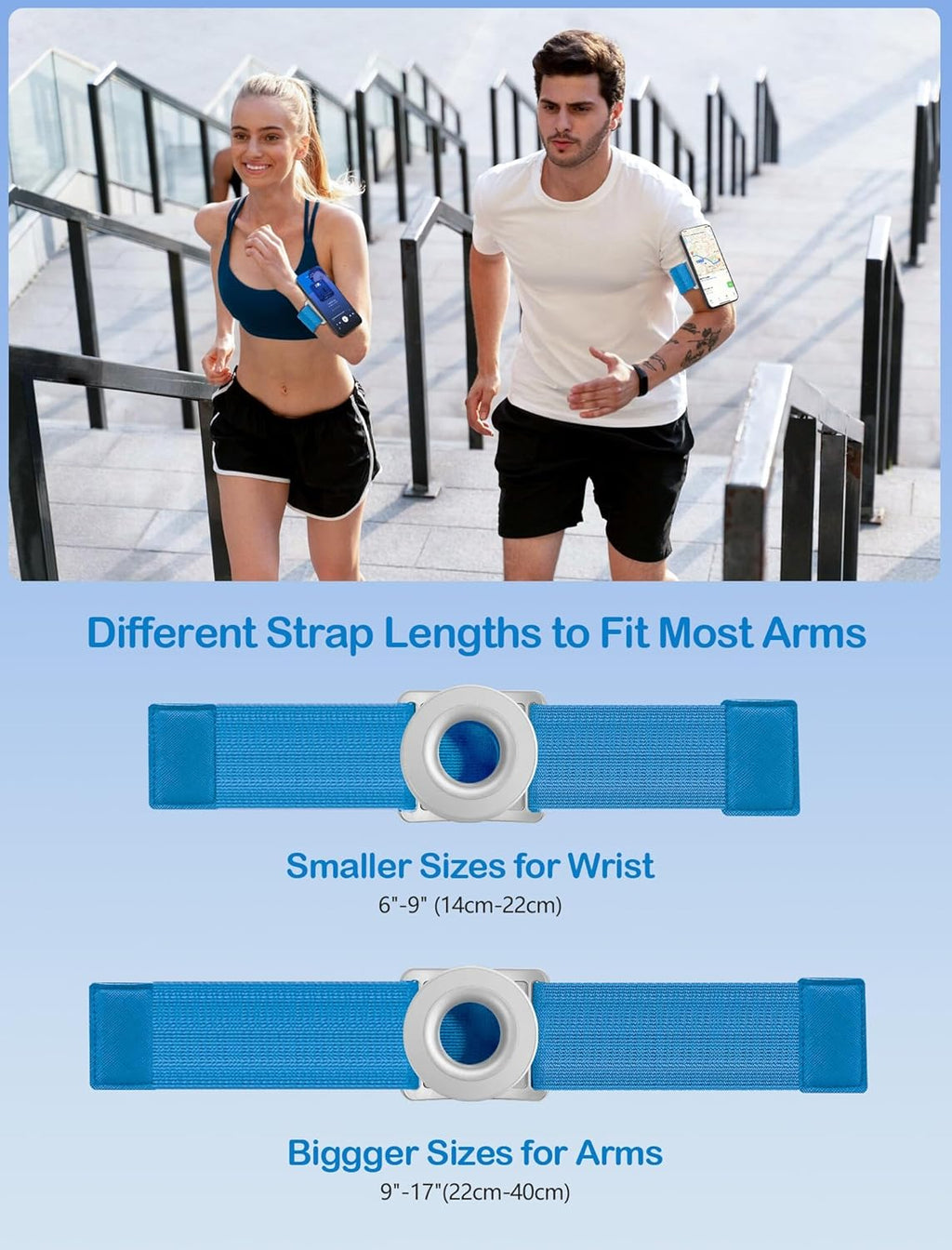 TOPGO Running Phone Holder for iPhone [360° Rotatable & Upgrade Anti-Drop] Magnetic Wrist Phone Holder, Armband Cell Phone Holder Compatible with magsafe iPhone 16 Pro Max and Android - Blue