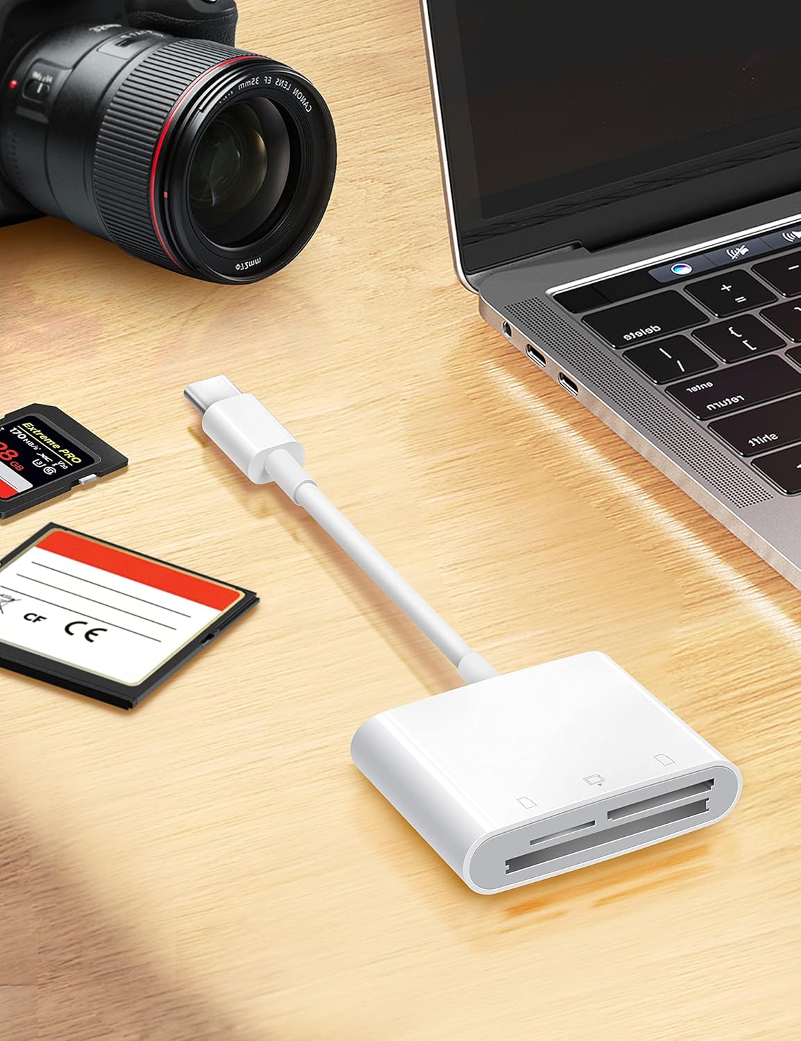 USB C SD Card Reader for iPhone 15/iPad/Mac, ChiaoPio USB C to SD CF, Type C Memory Card Adapter with Compact Flash/CF/SD/MicroSD Slots Compatible with iPad MacBook Pro/Air/Mini Mac Laptop