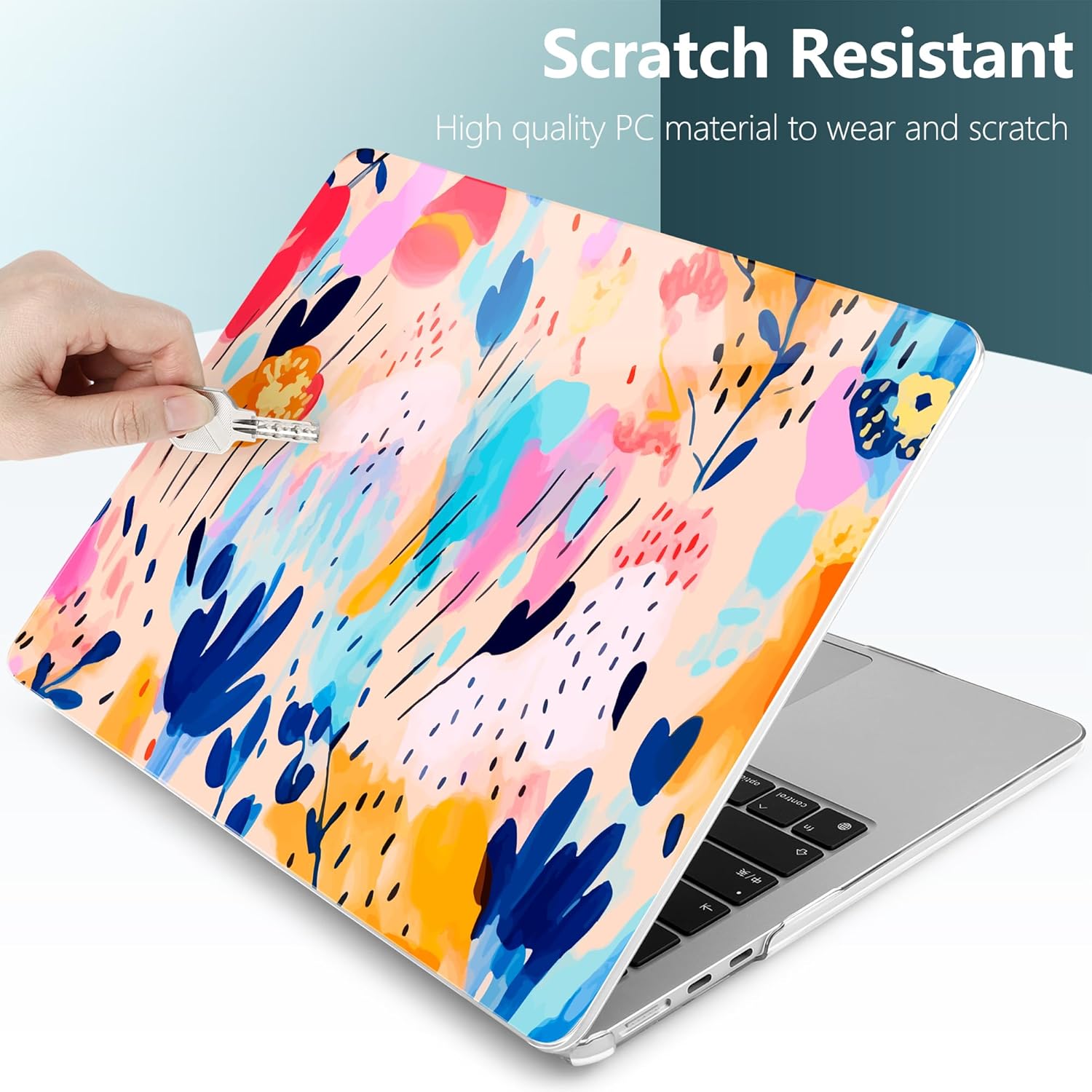 TWOLSKOO Compatible with M4 MacBook Air 13.6 inch Case 2025-2022 Release M4 A3240 M3 A3113 M2 A2681, Plastic Hard Shell & Keyboard Cover & Type C Adapter & Screen Protector, Bright Abstract Florals
