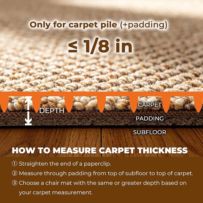 Office Chair Mat for Carpet Floors, Sturdy PVC Computer Chair Mats Anti-Slip - Image 8
