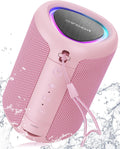 Portable Bluetooth Speaker with Lights, Stocking Stuffers, Powerful Crystal Clear Sound, IPX5 Waterproof, All Day Playtime, BT 5.3, TWS Paring, Small Wireless Speaker for Outdoor, White Elephant Gifts
