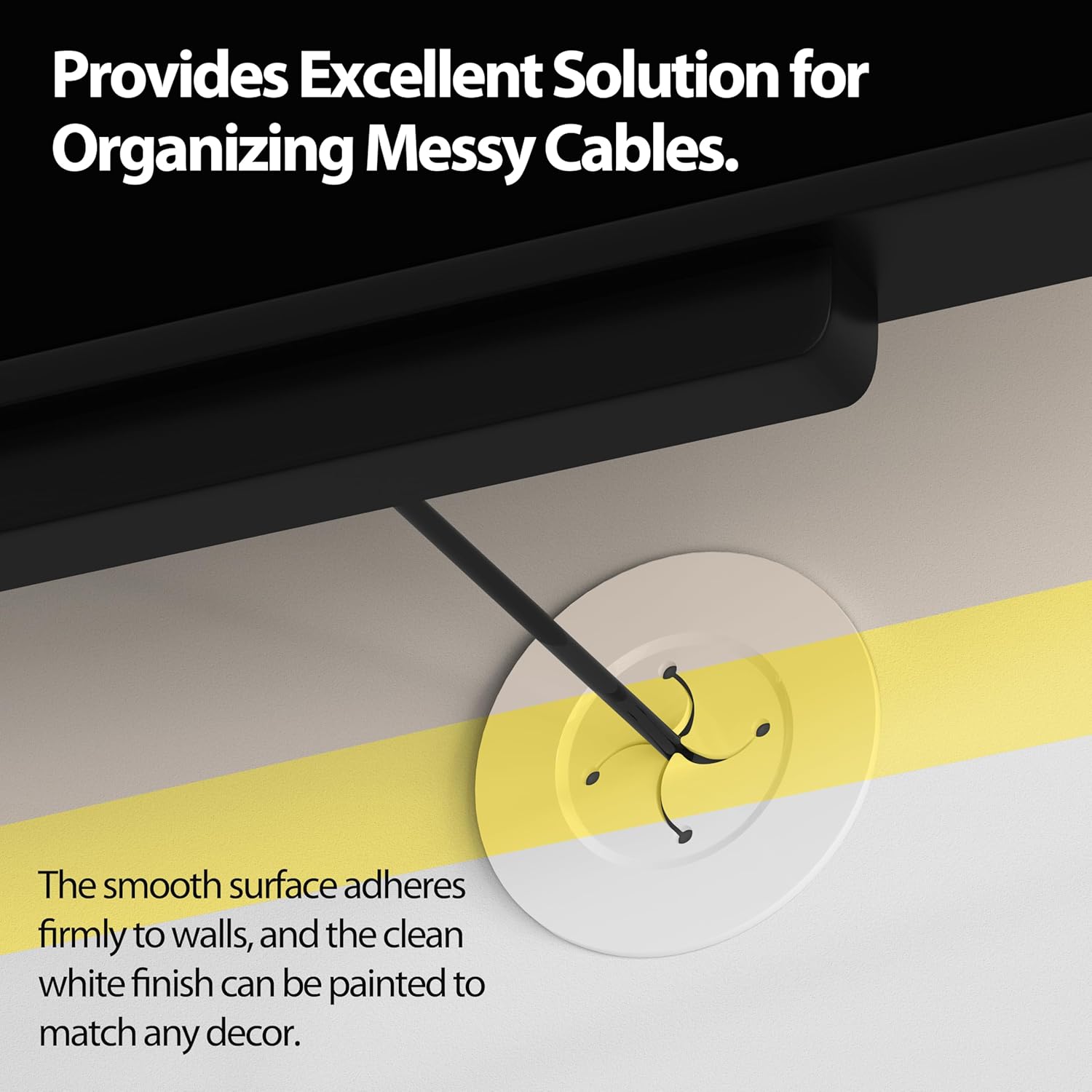 in Wall Cable Management Kit, White Wire Hider to Hide Cords Wall Mounted TV, 3inch Easy Install Cord Covers Kit, Cord Hiding for Wall - 4Pack Suitable for HDMI, TVs, Desks, Audio