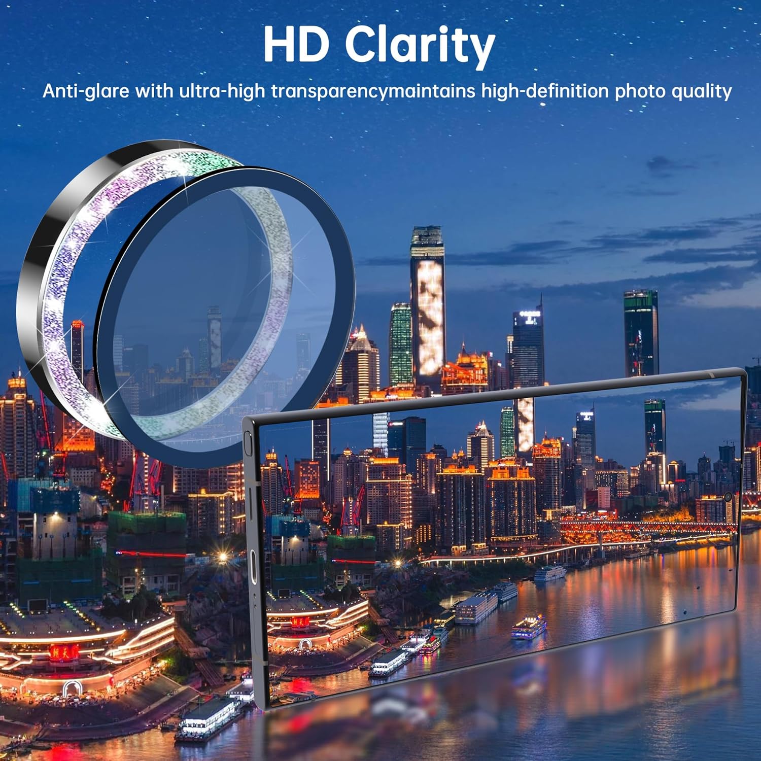 For Samsung Galaxy S25 Ultra Camera Lens Protector, Individual Lens Protector, Ultra HD 9H Tempered Glass Screen Protective Cover, Anti-scratch, Military Grade Drop Protection 2 Set. (Glitter Colorful, S25 Ultra)