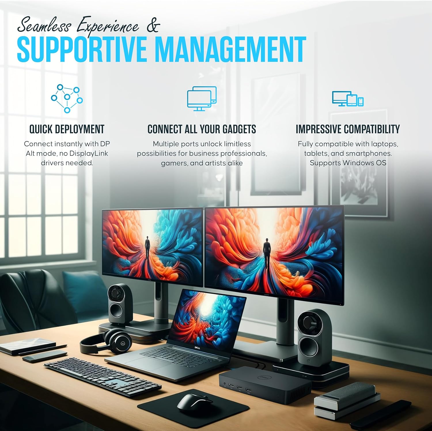 D3100 Dock USB 3.0 Ultra HD/4K Triple Display - 1 Year Warranty - Docking Station Dual Monitor with 65W, HDMI & USB 3.0 Cable - Laptop & Computer Docking Station