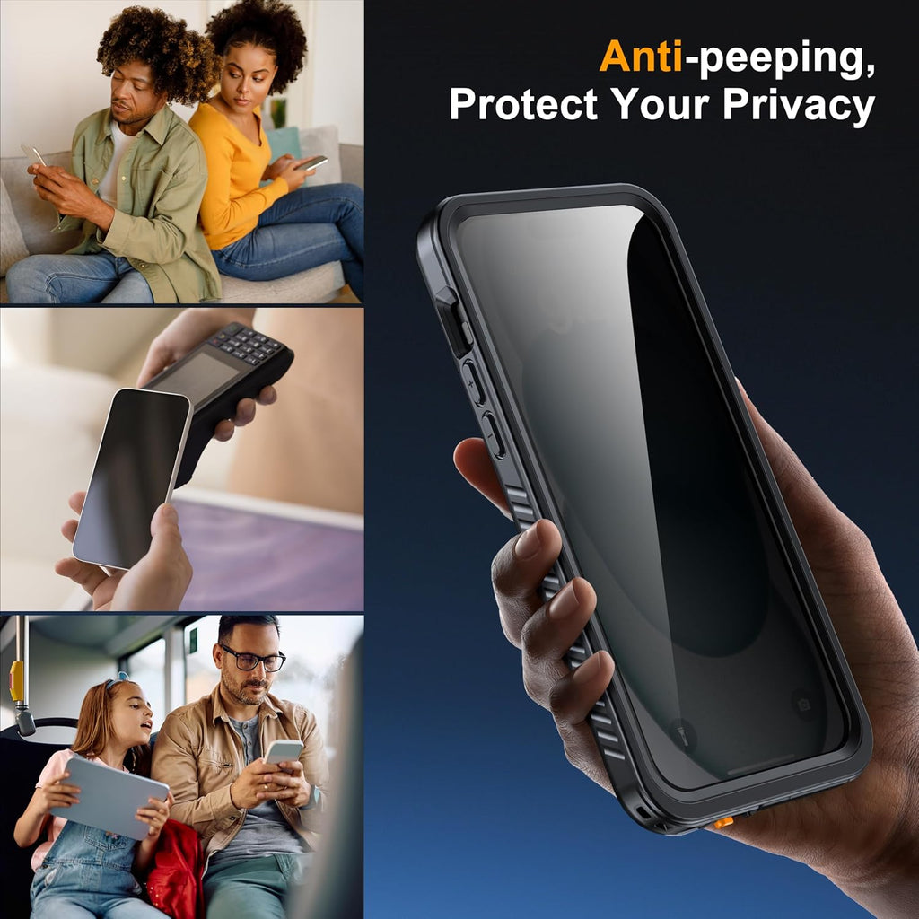 for iPhone 15 Plus Case Waterproof - Built-in Privacy Screen Protector & HD Screen Protector [IP68 Underwater] Shockproof Dustproof Full Body Protection iPhone 15 Plus Phone Case Black