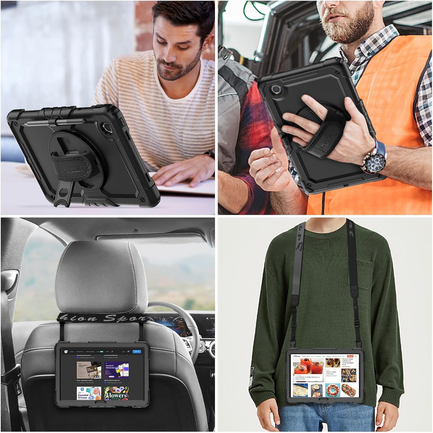 SEYMAC stock Tablet Case for Lenovo Tab M11 (TB-330FU/TB-330XU) 11 inch Drop-Proof Protection Cover with 360° Rotate Stand & Strap [Pen Holder] & Screen Protector/K11/Xiaoxin Pad 2024, Black