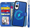 TUCCH Case Wallet for Galaxy S25 Edge, Removable [2 in 1] [Wireless Charging] Wrist Strap PU Leather Magnetic Stand RFID Blocking [4 Card Slots] Detachable Folio for Galaxy S25 Edge 6.7", Klein Blue