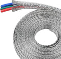 Tinned Copper Metal Braid Sleeving Wire Shielding Sleeve Braided Copper Ground Straps EMI/RFI Interference Expandable Flat Mesh Shielding Cable for Protect Wire (5/16inch-22ft)