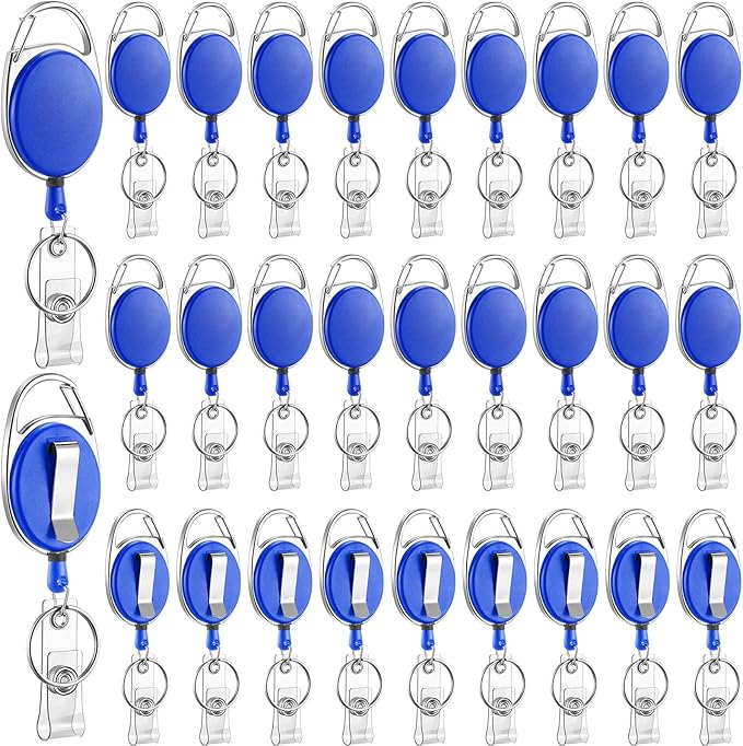 Laumoi 150 Pcs Retractable ID Badge Holder Name ID Badge Reel Clips Keychain by Unknown