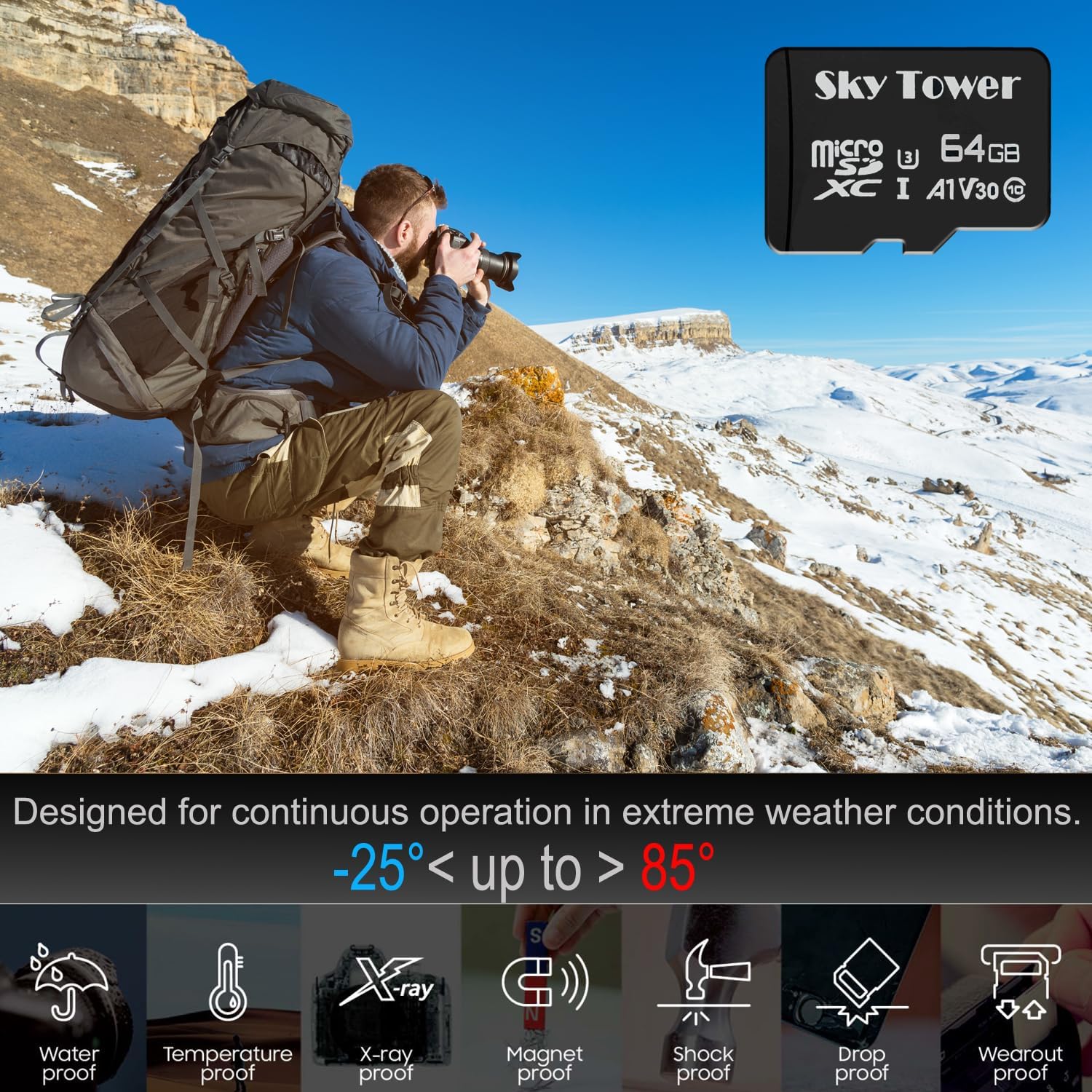 Sky Tower Ultra microSDXC microSDHC UHS-I Memory Card with Adapter [New Version] Flash Memory Card - Up to 100MB/s, U1, Class10, V10, A1, High Speed TF Card (64GB Micro SD Card 2 Pack)