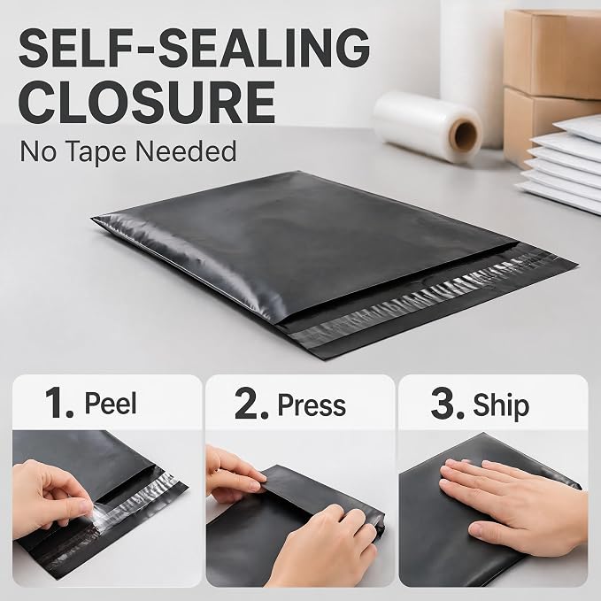 10"x13" Poly Mailers，Black Shipping and Envelope Bags Pack of 30 - Image 6