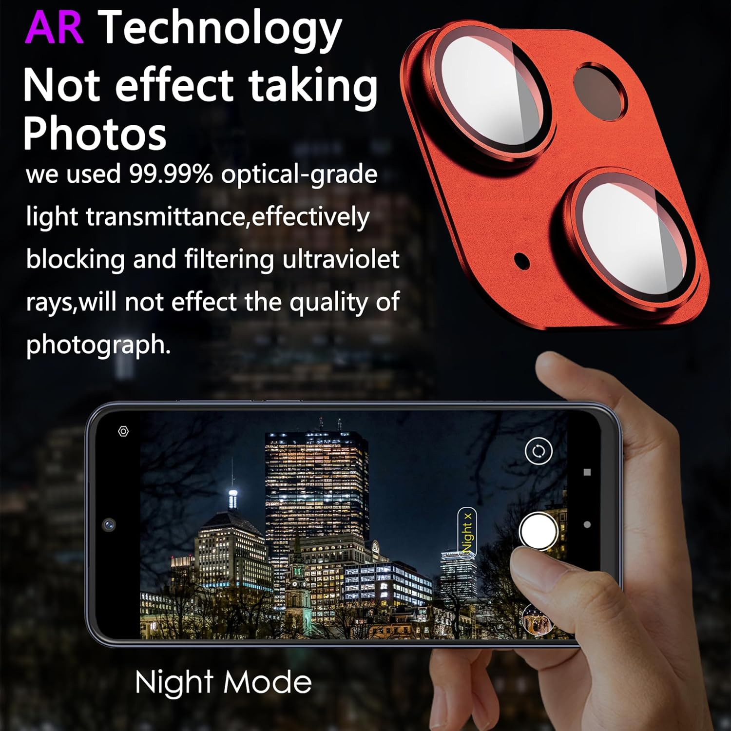 2 Pack Camera Lens Protector for iPhone 14 / iPhone 14 Plus,[Not Easy to Breakn ] AR Tempered Glass Strong Adsorption Metal Camera Cover Screen-red