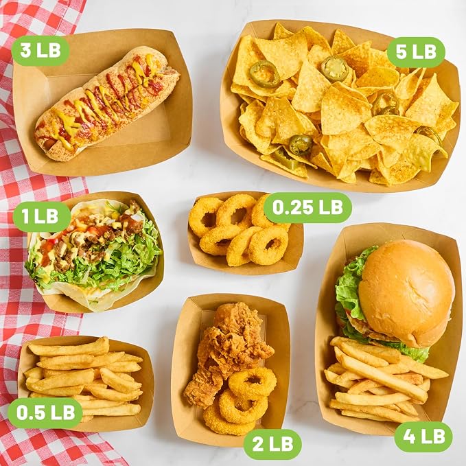 ZORRITA Small Paper Food Trays, 1/2 Lb, 120 Pack, Disposable | Mini Brown Paper - Image 6