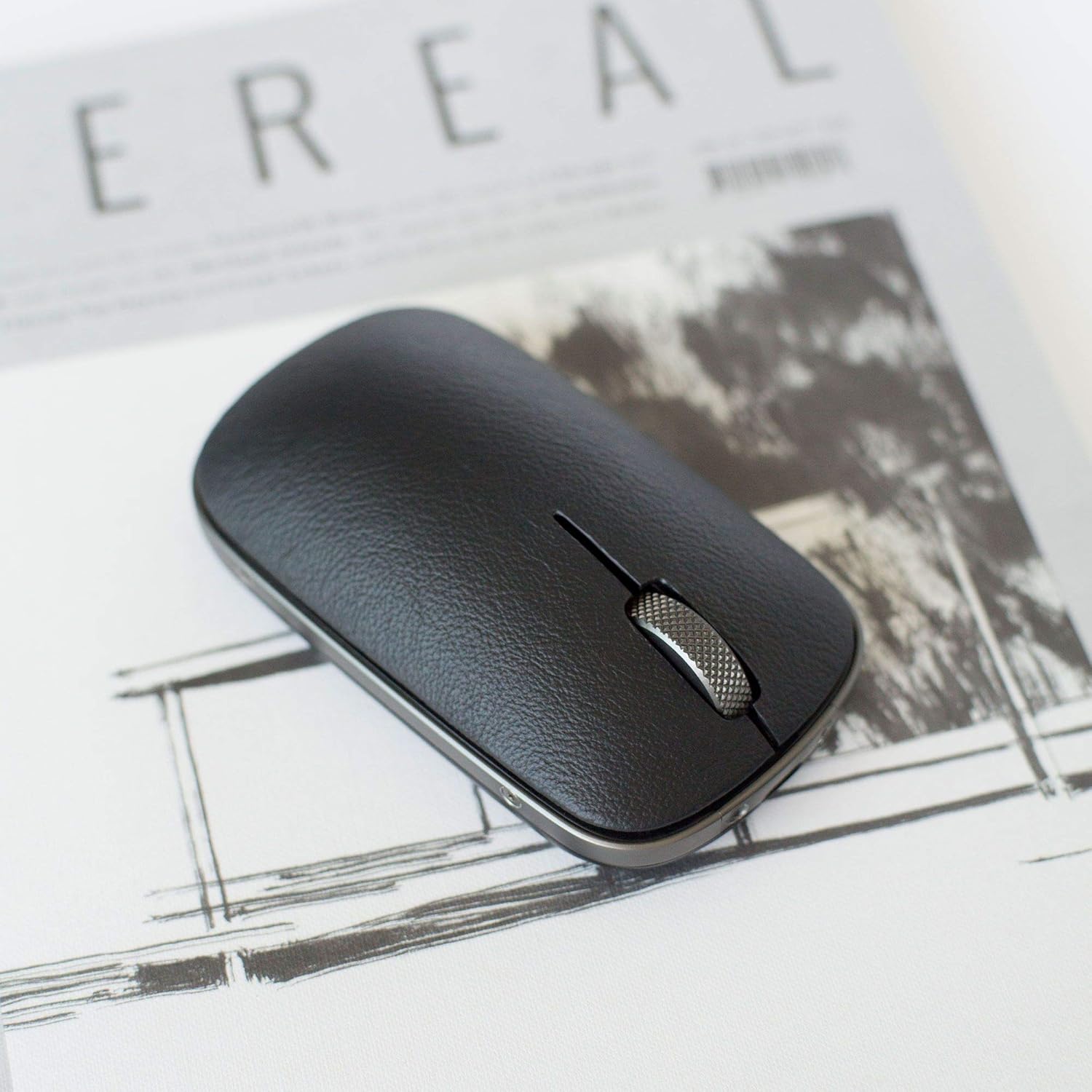 Azio Retro Classic Bluetooth Mouse (Gunmetal) - Wireless, Genuine Leather Topped with Pixart Precision Tracker