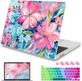 Mektron Case for MacBook Pro 16 Inch A2141 Cover 2019 Release 16" with Liquid Retina Display/Touch ID, Plastic Hard Shell with Keyboard Skin & Screen Protector & Dust Plug, Hand-Painted Flowers