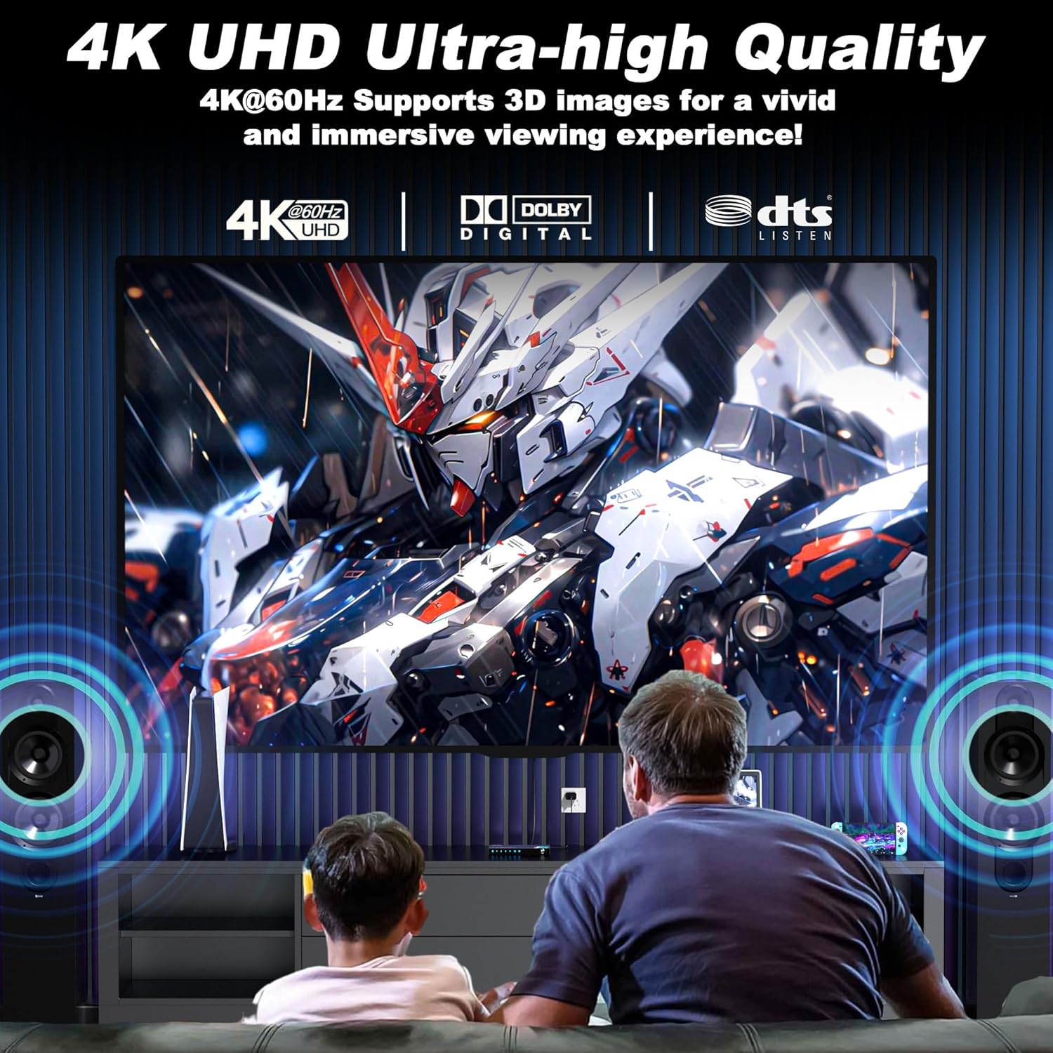 4K HDMI Switch 5x1 with Remote - 4K@60Hz HDR HDCP 2.2 - Auto-Switch for PS5/PS4/Xbox/Switch/PC