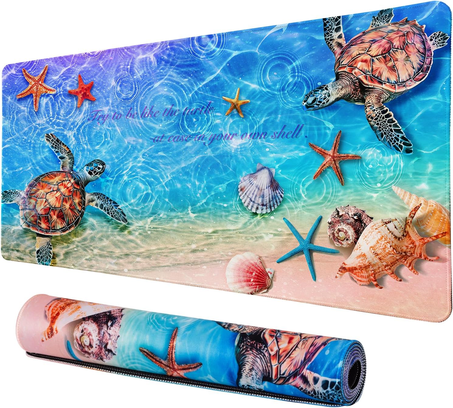 Lokigo Sea Turtle Desk Pad, Waterproof Large Mouse Pad for Desk Keyboard Writing Mat with Non-Slip Rubber Base, Gaming Mousepad for Boys Girls Deskmatt for Gaming Study 31.5"x15.7", Teal