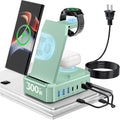 300W Wireless Charger for Samsung,Zutspzss 10 in 1 Wireless Charging Station, 65W USB C Fast Charging Stand for Samsung S25 Ultra/S24/S23/S22/Z Fold,Galaxy Watch Ultra7/6/5,Galaxy Buds,Green
