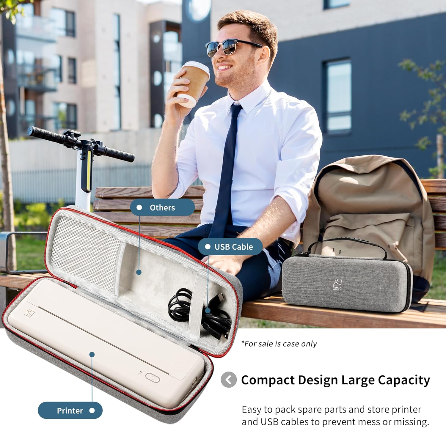 HPRT Portable Carry Case Compatible Pooolitech MT810 Portable Printers Waterproof Shockproof Scratch Resistant Compact Lightweight