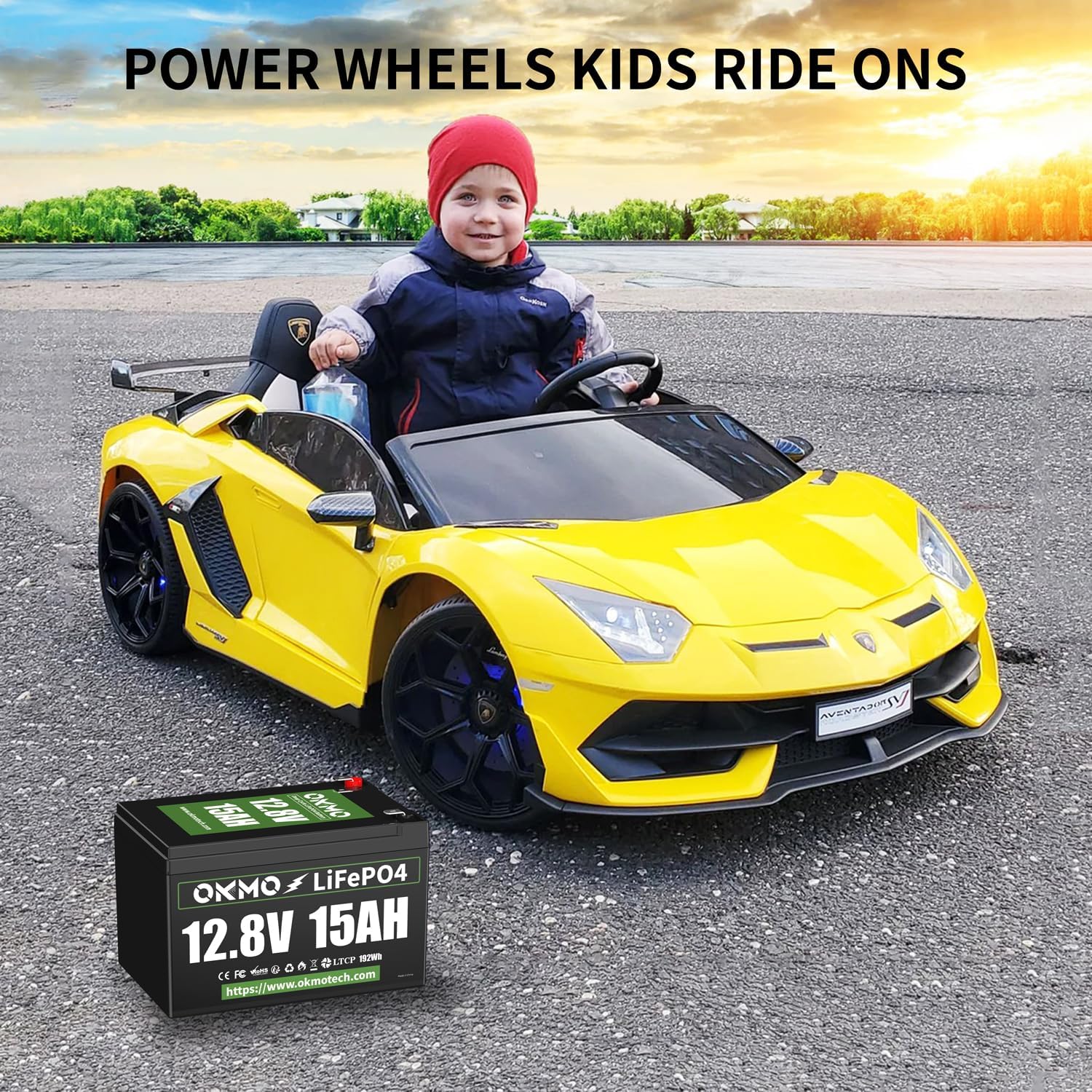 12V 15Ah Lithium Battery, Rechargeable LiFePO4 4000+ Cycles Rechargeable Battery Built-in 12A BMS for Scooter, Power Wheels, Fish Finder, UPS, Lighting and More