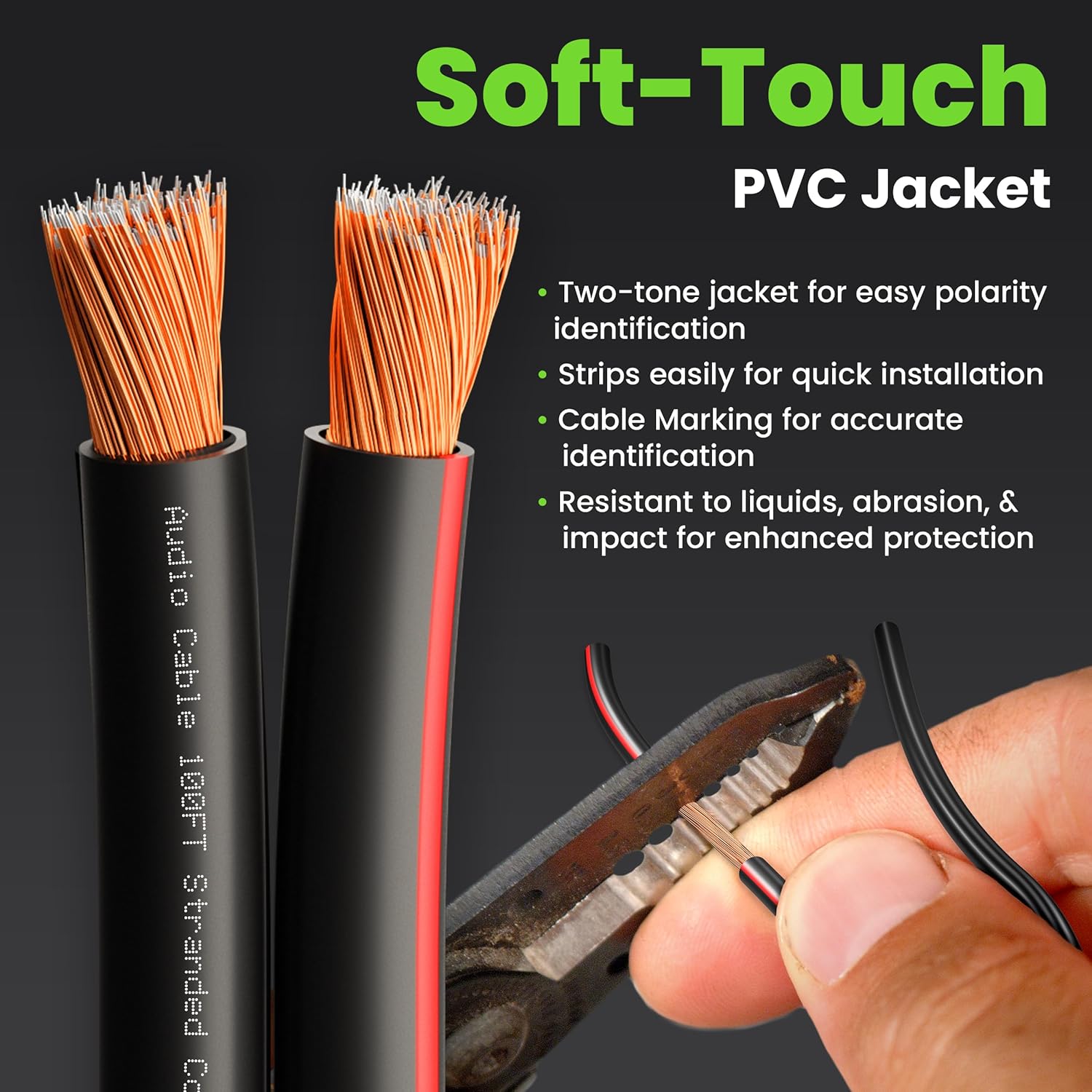 GEARit Speaker Wire 14 Gauge, Speaker Cable 500ft for Car Audio, Home Theater, CCA(Black)