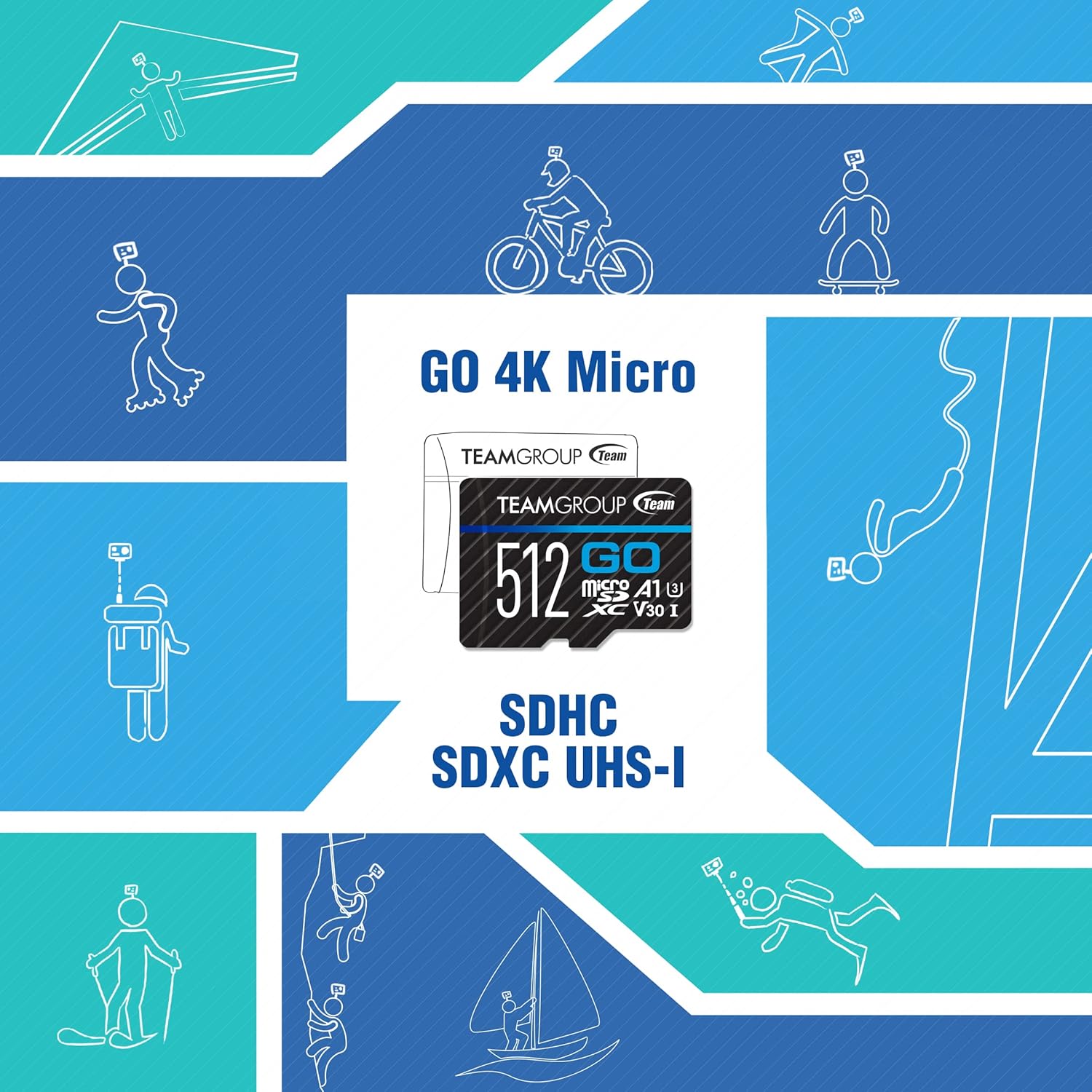 TEAMGROUP GO Card 256GB x 3 PACK Micro SDXC UHS-I U3 V30 4K for GoPro & Drone & Action Cameras High Speed Flash Memory Card with Adapter for Outdoor Sports, 4K Shooting, Nintendo-Switch TGUSDX256GU362
