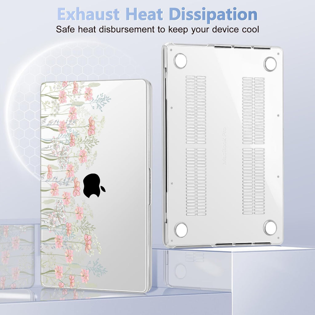 for MacBook Pro 16 inch Case 2021 2022 2023 2024 Release A3186 A3403 M4 A2991 M3 A2780 M2 A2485 M1 Pro/Max, Hard Shell Case with Screen Protector & Keyboard Cover, Floral C322
